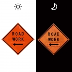 Roll Up Sign & Stand - 48 Inch Reflective Left Side Road Work Roll Up Traffic Sign